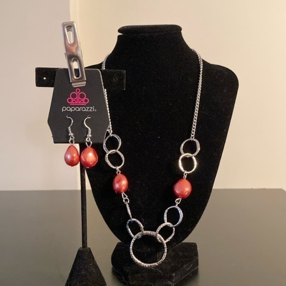 Paparazzi Red and Silver Modern Necklace